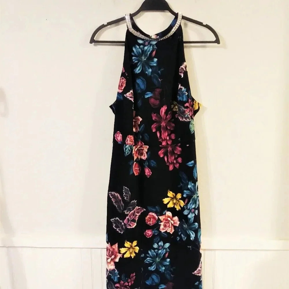 Trac Black Embellished Neck‎ Dress NWOT